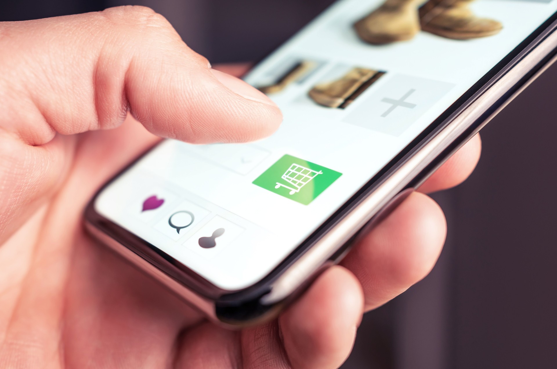 Online shopping and fashion store website with add to cart button in mobile phone. Customer order and purchase product on internet site. Ecommerce and retail business concept.